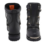Milwaukee Leather MBM9075 Men's Black Leather 6-inch Plain Toe Dual Zipper Motorcycle Rider Boots