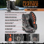 Milwaukee Leather MBM9076 Men’s Black Tactical Logger Leather Boots with Buckle Enhancement