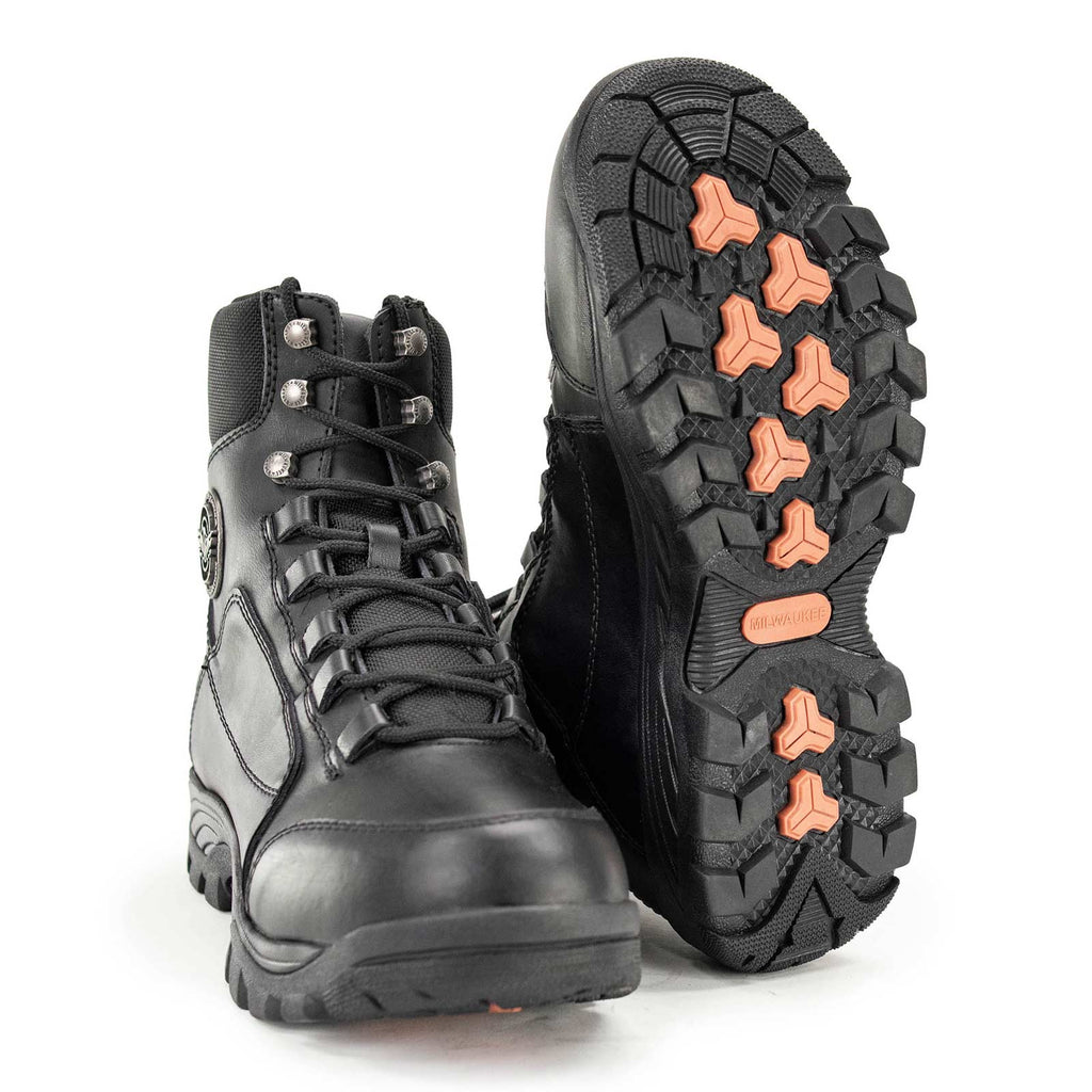Milwaukee Leather MBM9081 Men’s Black Leather Military and Tactical Style Biker Riding Boots