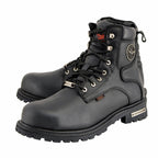 Milwaukee Leather MBM9097WPST Men's Black Wide-Width 6-inch Logger Steel Toe Water Proof Leather Boots