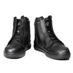 Milwaukee Leather Men's Black Leather Diamond Patterned Reinforced Street Biker Riding Shoes w/ Ankle Support - MBM9104