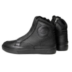 Milwaukee Leather Men's Black Leather Diamond Patterned Reinforced Street Biker Riding Shoes w/ Ankle Support - MBM9104