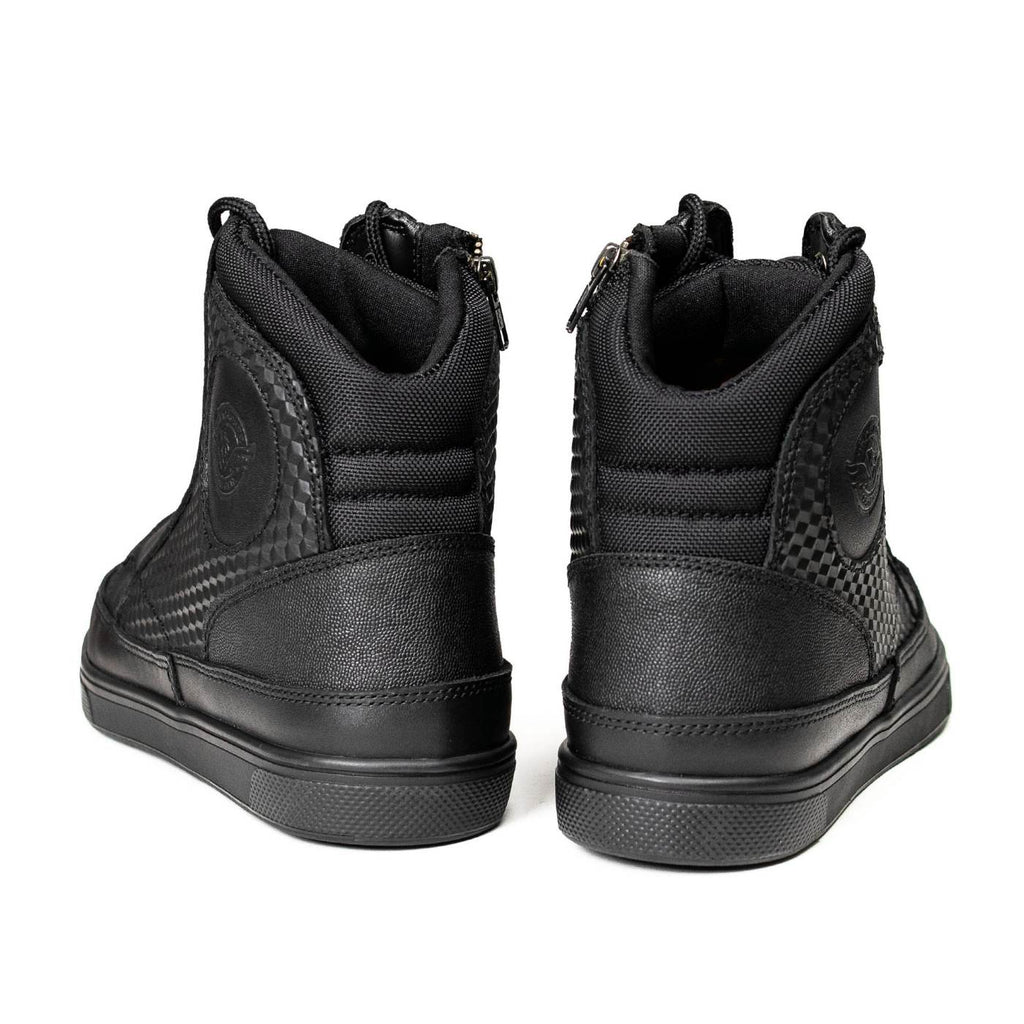 Milwaukee Leather Men's Black Leather Diamond Patterned Reinforced Street Biker Riding Shoes w/ Ankle Support - MBM9104