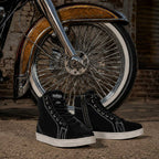 Milwaukee Leather Men's Roadstitch Black Suede Reinforced Street Riding Shoes w/ White Stitching - MBM9107