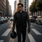 Milwaukee Leather Men's Night Shift Black Denim and Leather Sleeves Motorcycle Riders Jacket - MDM1003