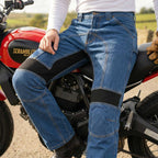 Milwaukee Leather Men's Armored Classic Fit Blue Denim Motorcycle Racing Style Pants - MDM5015