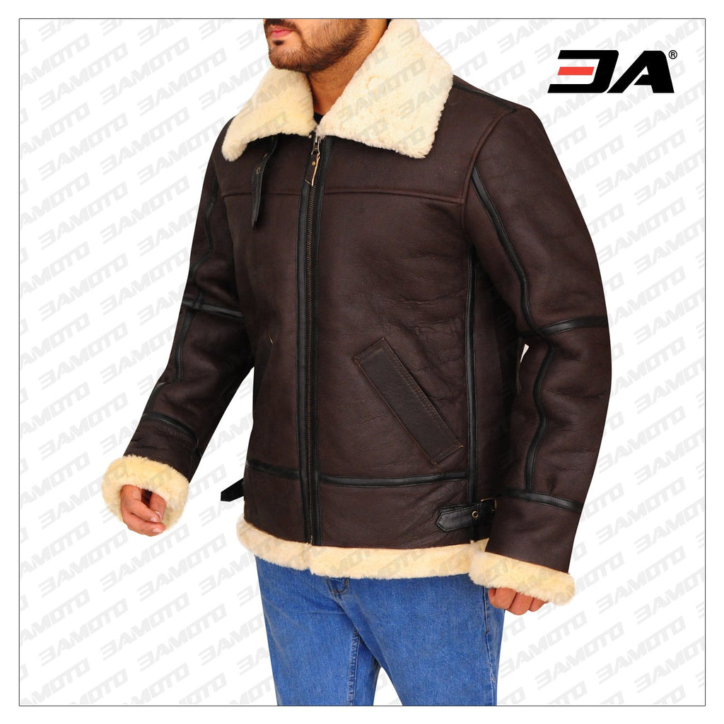 B3 Bomber Aviator Shearling Leather Jacket