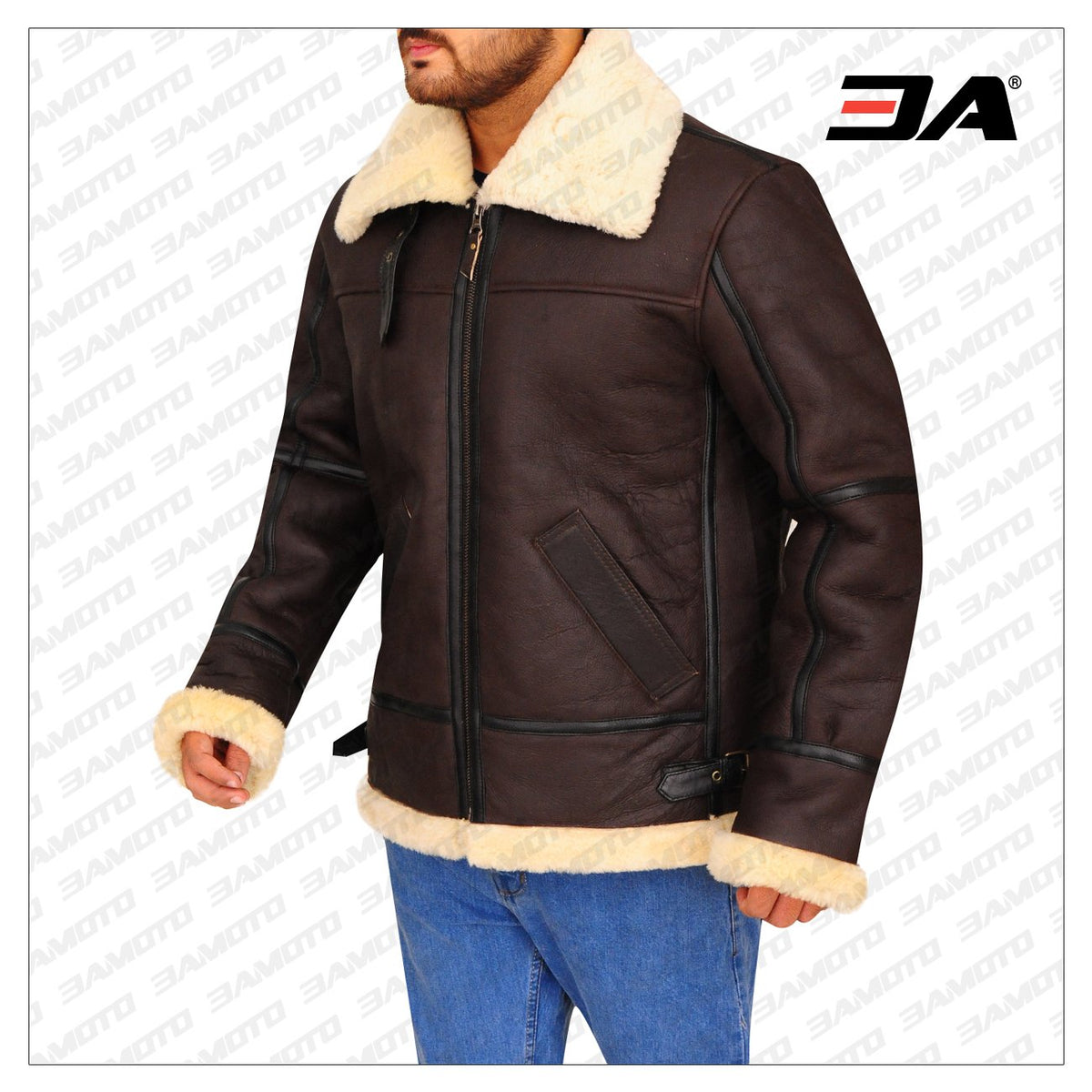 B3 Bomber Aviator Shearling Leather Jacket
