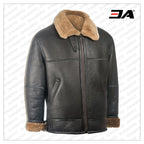 Men Black Aviator Shearling Jacket