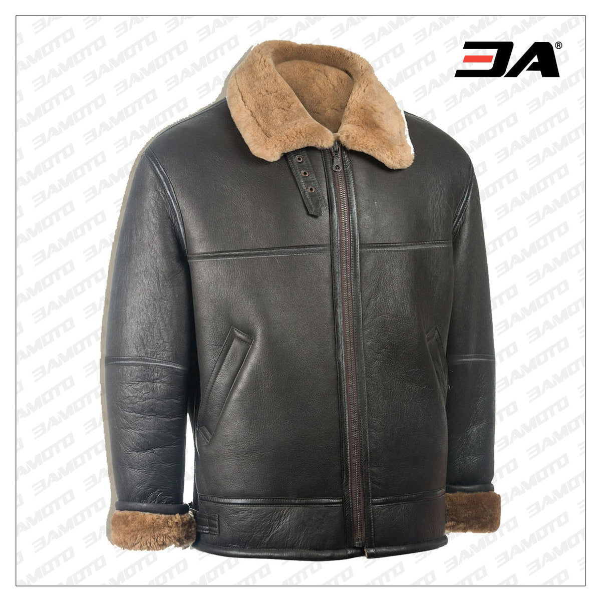 Men Black Aviator Shearling Jacket