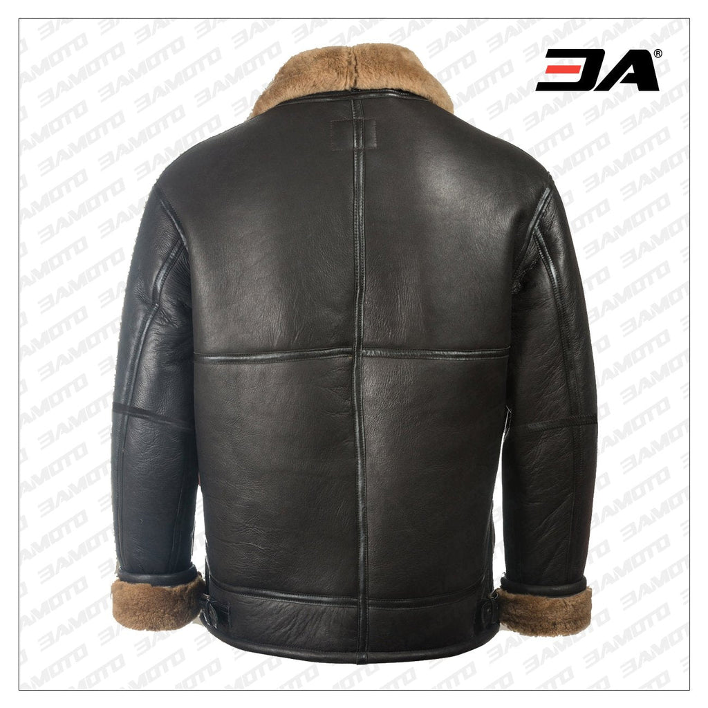 Men Black Aviator Shearling Jacket