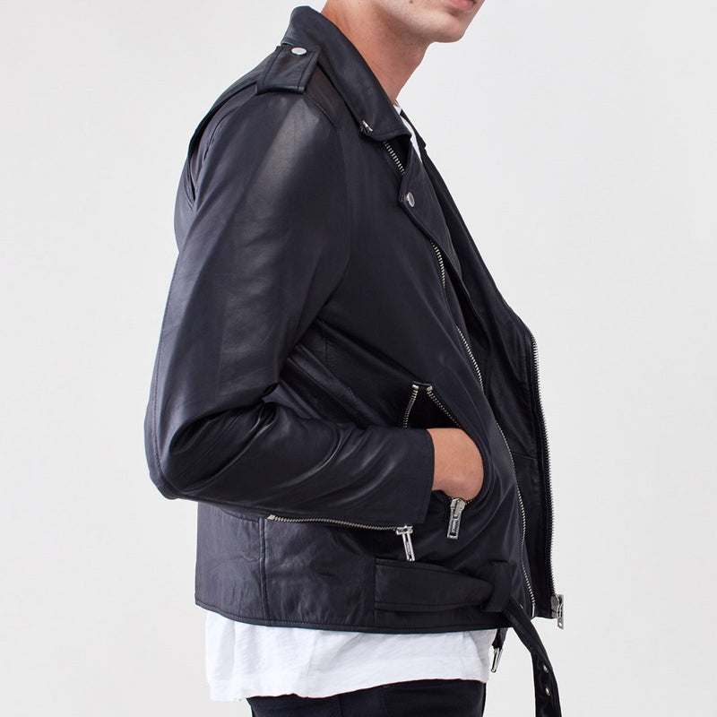 Men Black Biker Jacket