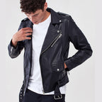 Men Black Biker Jacket
