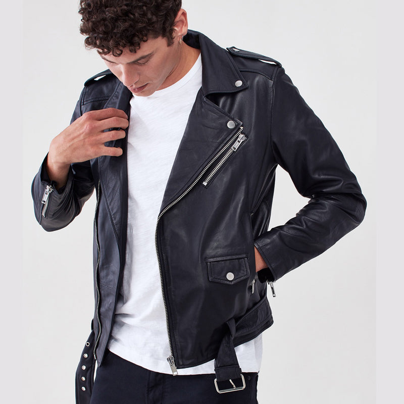 Men Black Biker Jacket