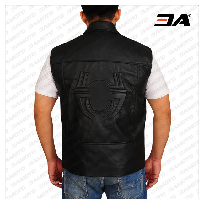 Black Biker Leather Vest