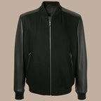 Mens Black College Bomber Jacket