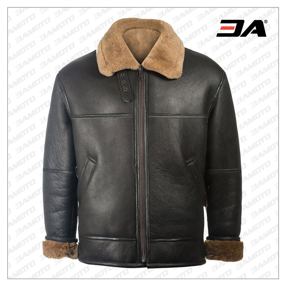 Men Black Aviator Shearling Jacket