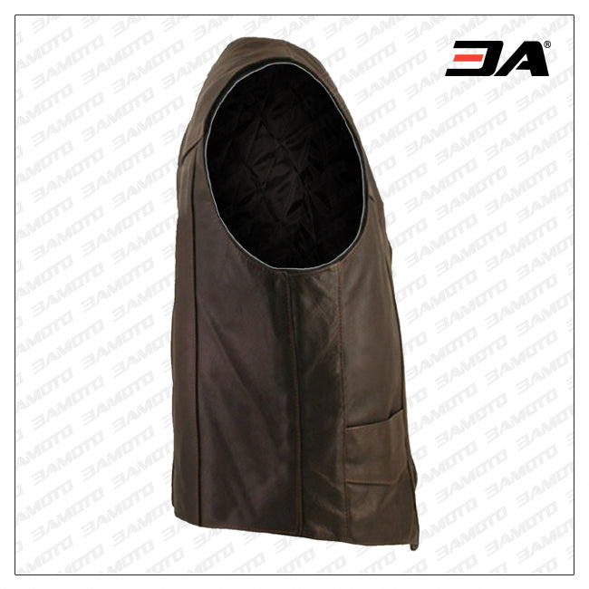 Men Brown Classic Biker Vest
