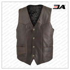 Men Brown Classic Biker Vest