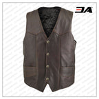Men Brown Classic Biker Vest