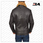 Men Real Sheepskin Brown Jacket
