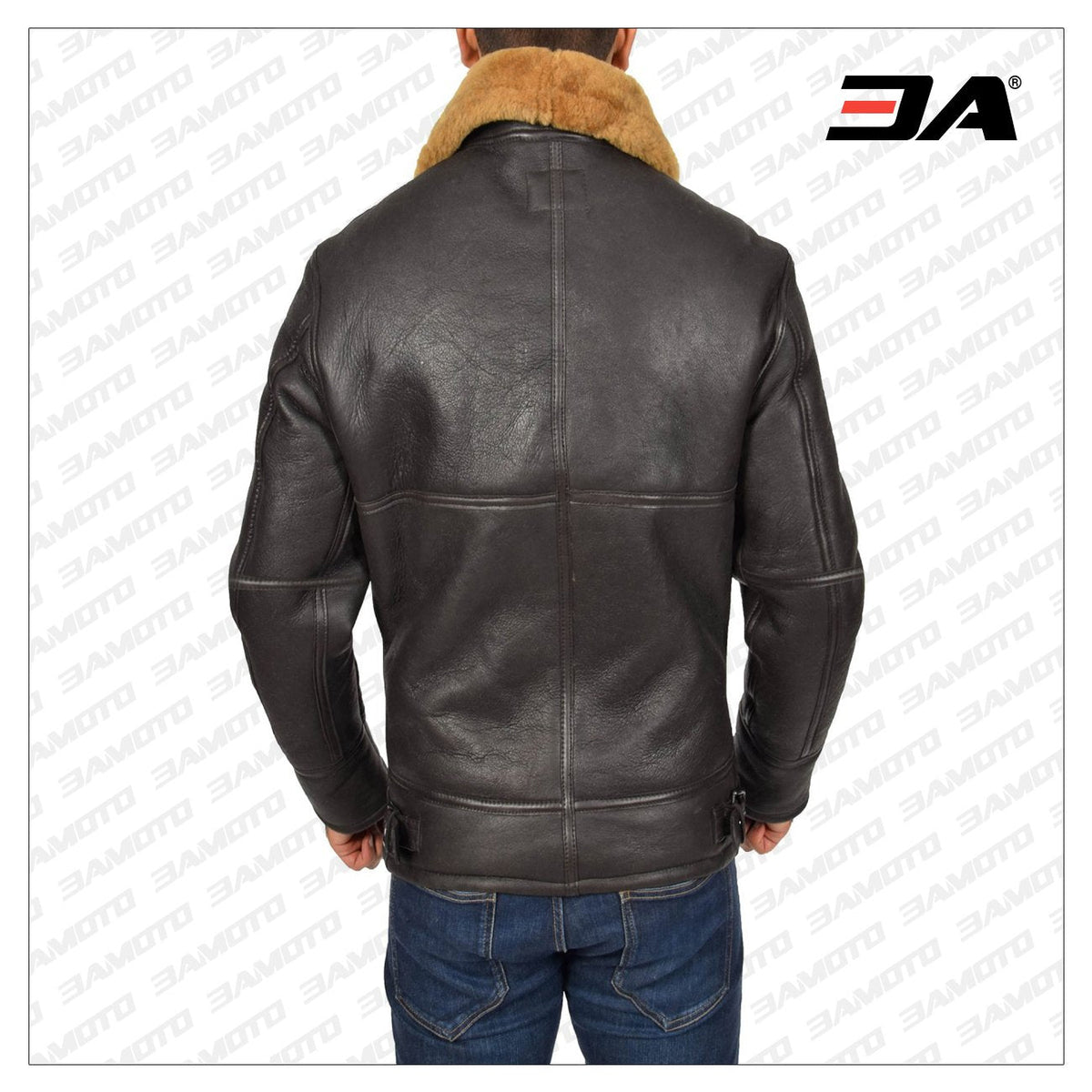 Men Real Sheepskin Brown Jacket