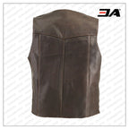 Men Brown Classic Biker Vest