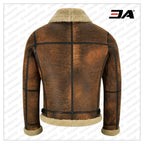 Men Distressed Brown Shearling Jacket