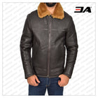 Men Real Sheepskin Brown Jacket