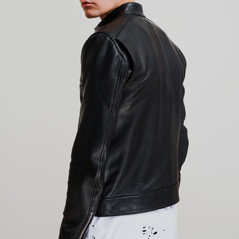 Men Dashing Pitch Black Leather Jacket