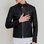 Men Dashing Pitch Black Leather Jacket