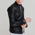 Men Dashing Pitch Black Leather Jacket