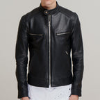 Men Dashing Pitch Black Leather Jacket