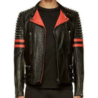 Avanzar Men's Red & Black Studded Designer Rider Jacket