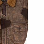 Men Usn Us Navy Aviator Air Forces G-1 Military Flight Bomber Distressed Brown Jacket