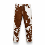 Handmade Men's Real Cowhide Leather Pants | Hair-on-Hide Cow Print Rodeo Style