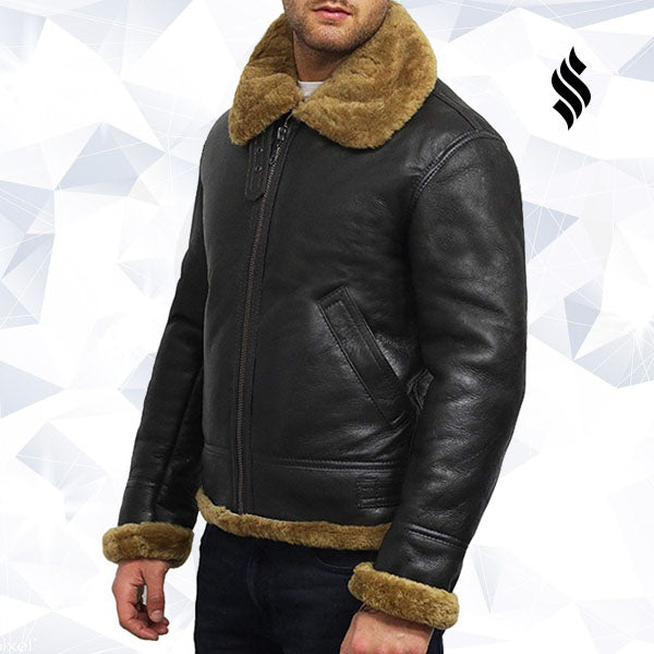 Men's Aviator B3 World War2 Real Shearling Sheepskin Flying Jacket