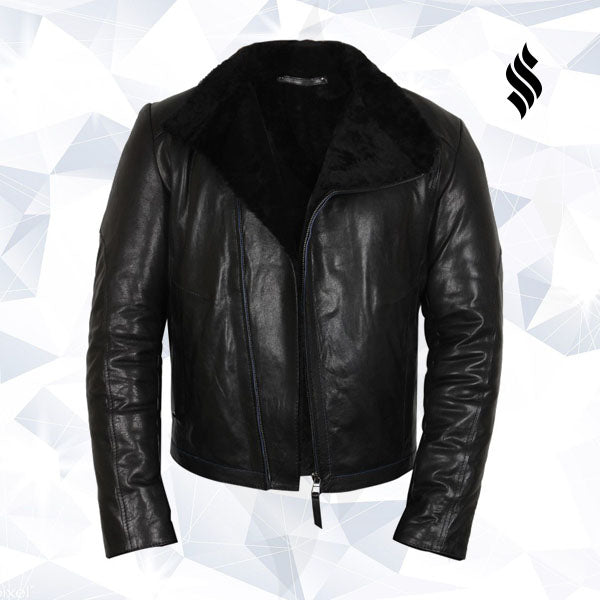 Men's Black Shearling Sheepskin Jacket