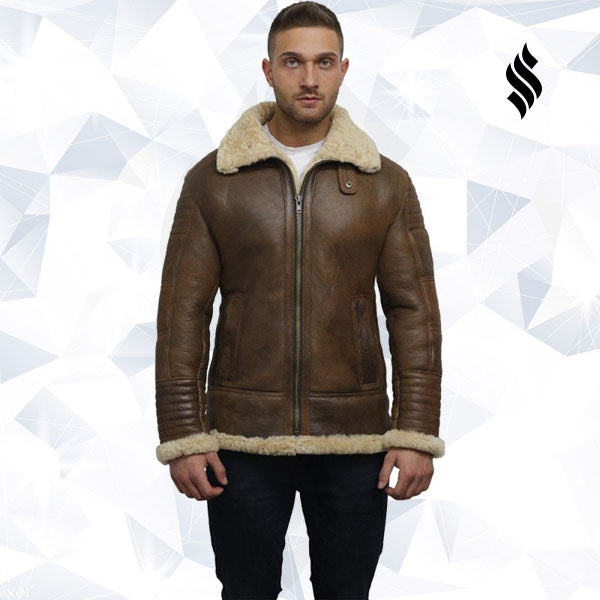 Men's Brown Sheepskin Flying Jacket