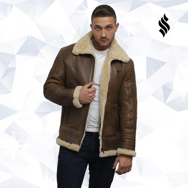 Men's Brown Sheepskin Flying Jacket