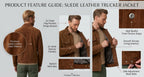 Men's Premium Genuine Suede Leather Trucker Jacket - Classic Slim Fit Casual Outerwear