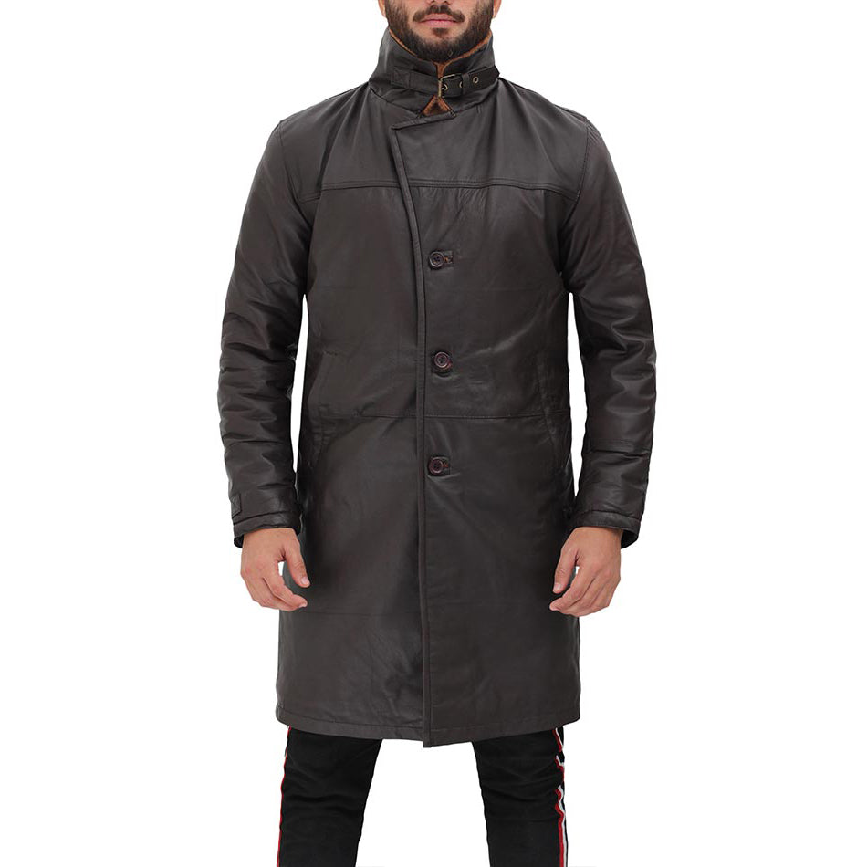 Dark Brown Shearling Leather Coat Mens