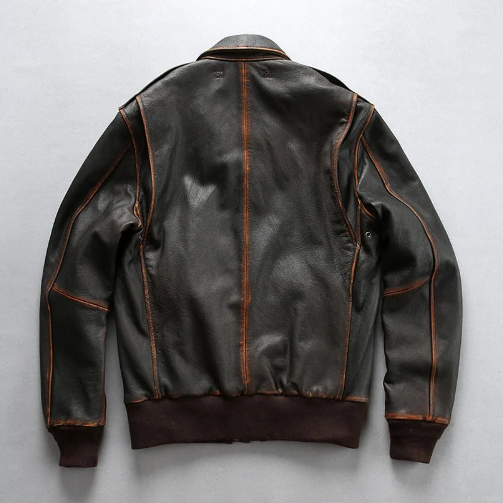 Men's Washed Goatskin Tea-Core A-2 Aviator Flight Jacket