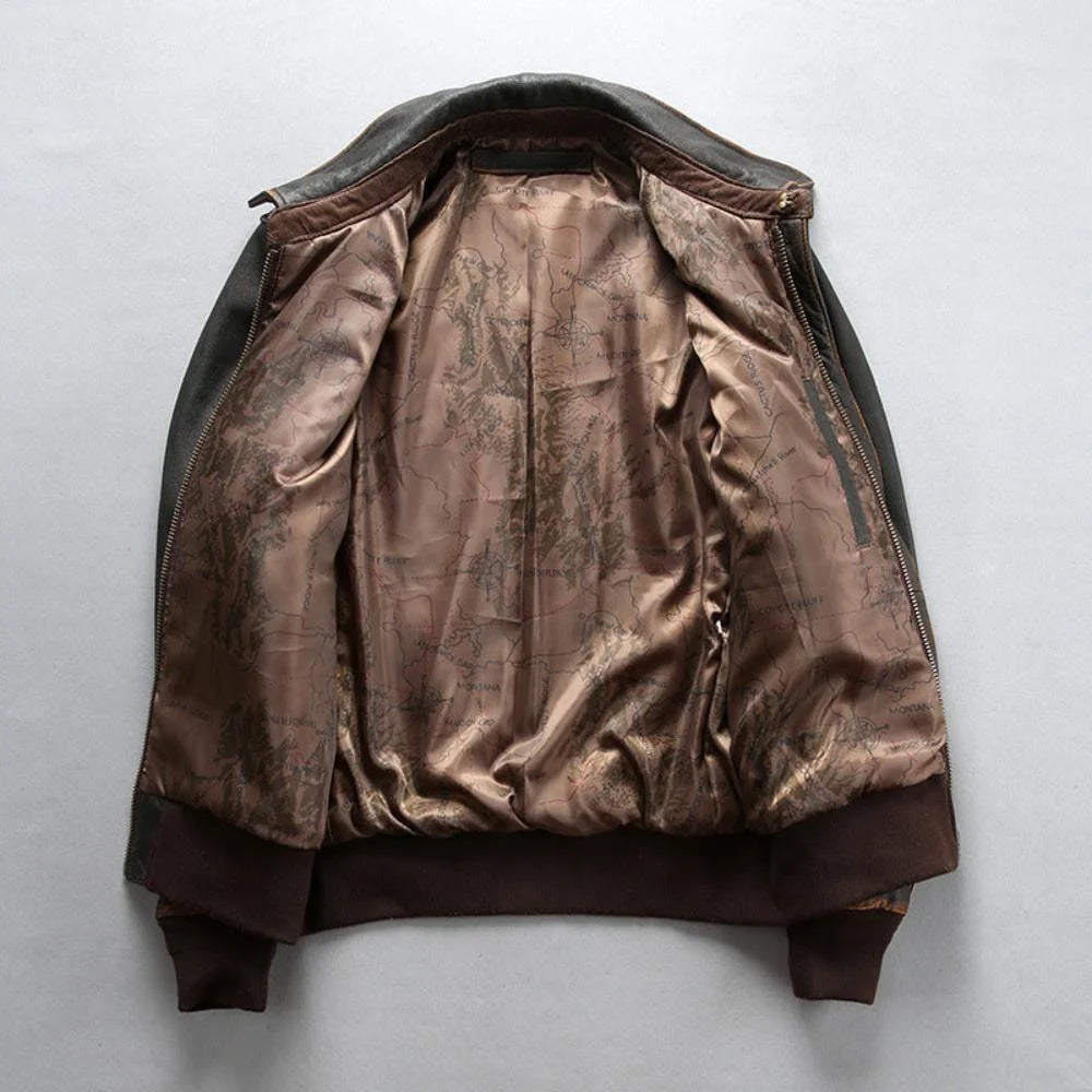 Men's Washed Goatskin Tea-Core A-2 Aviator Flight Jacket