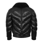 Men's ACE Leather V-Bomber Jacket | Sheepskin Puffer Coat