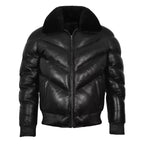 Men's ACE Leather V-Bomber Jacket | Sheepskin Puffer Coat