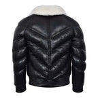 Men's ACE Leather V-Bomber Jacket | Sheepskin Puffer Coat