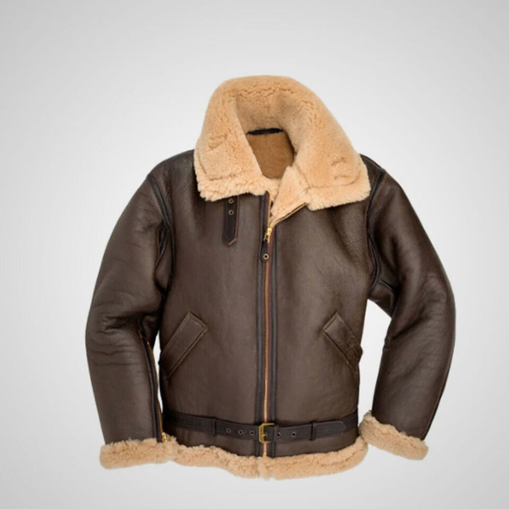 B-3 Aviator Shearling Leather Jacket – Antique Seal Brown