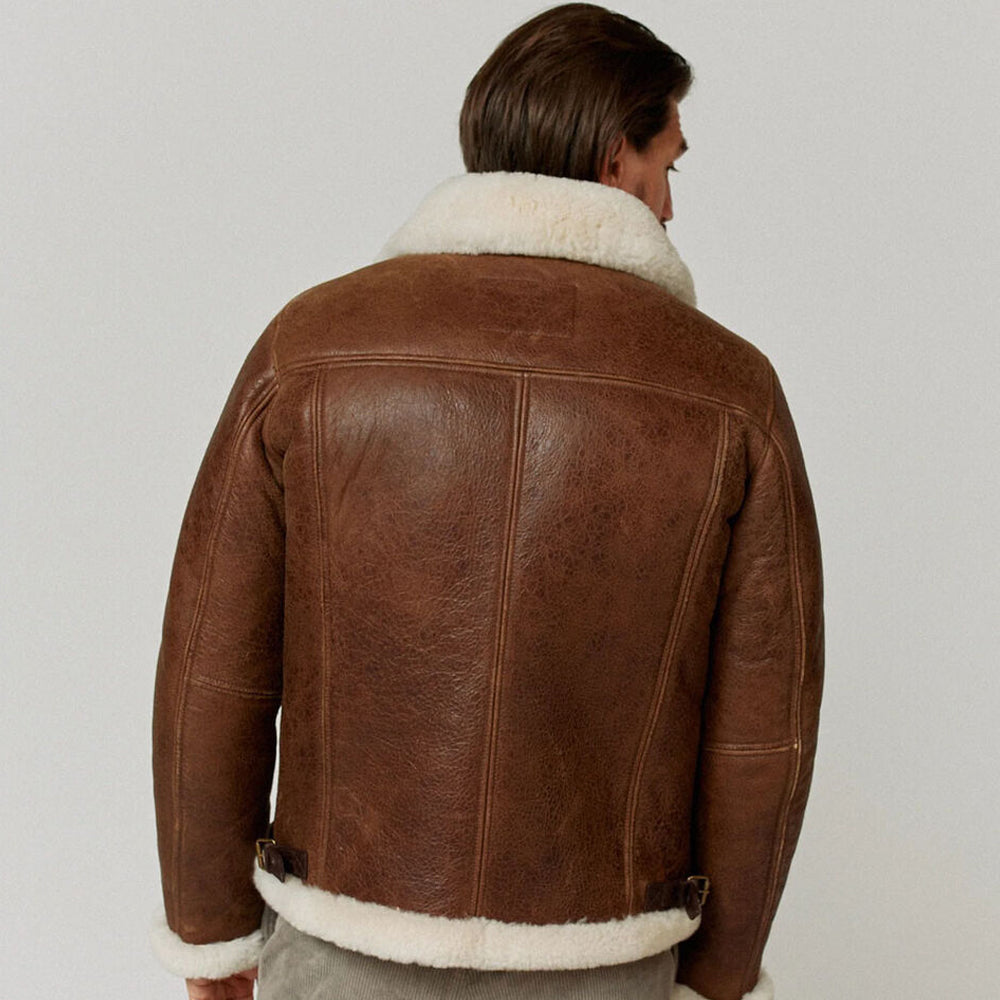 Men's RAF B3 Shearling Aviator Jacket – Weathered Antique Brown