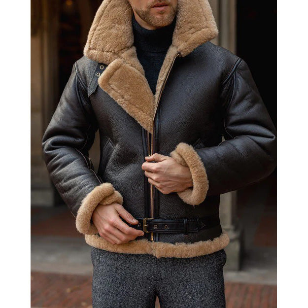 Men's Dark Brown B3 RAF Aviator Sheepskin Shearling Leather Jacket